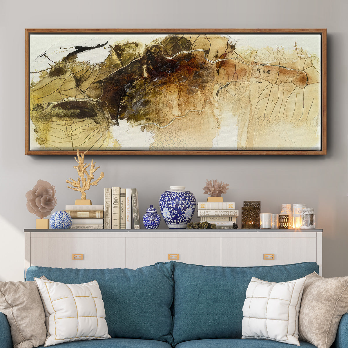 Dance of Gold I - Floater Framed Canvas Print