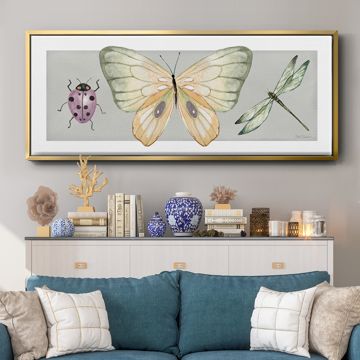 Pretty Insects I - Floater Framed Canvas Print