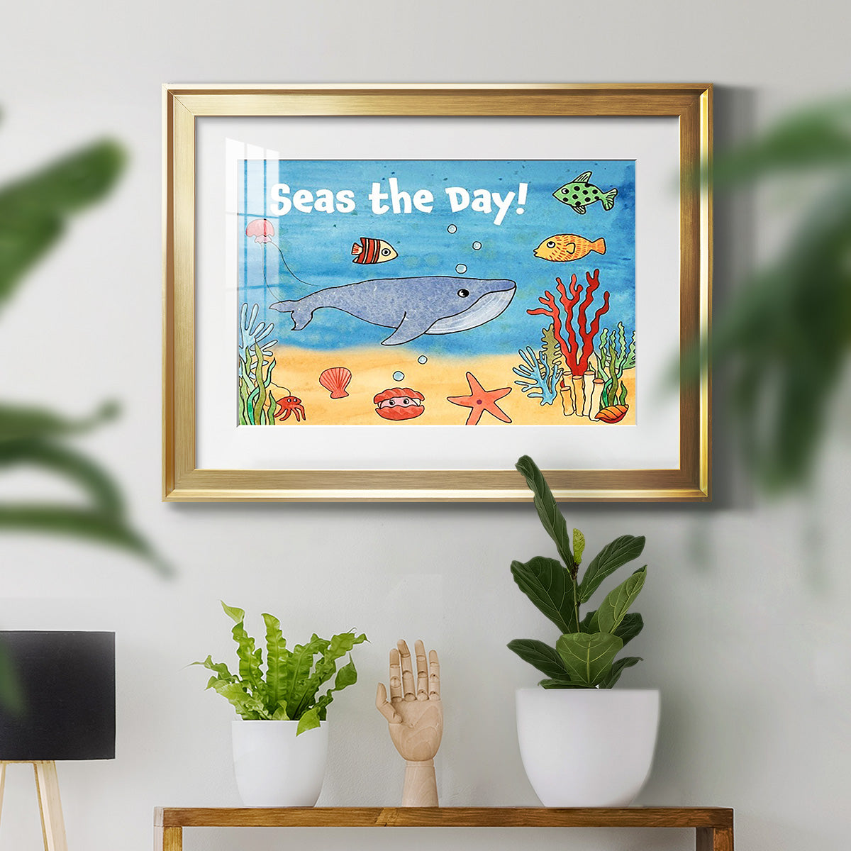 Cute Sea Creatures II - Modern Framed Art Print