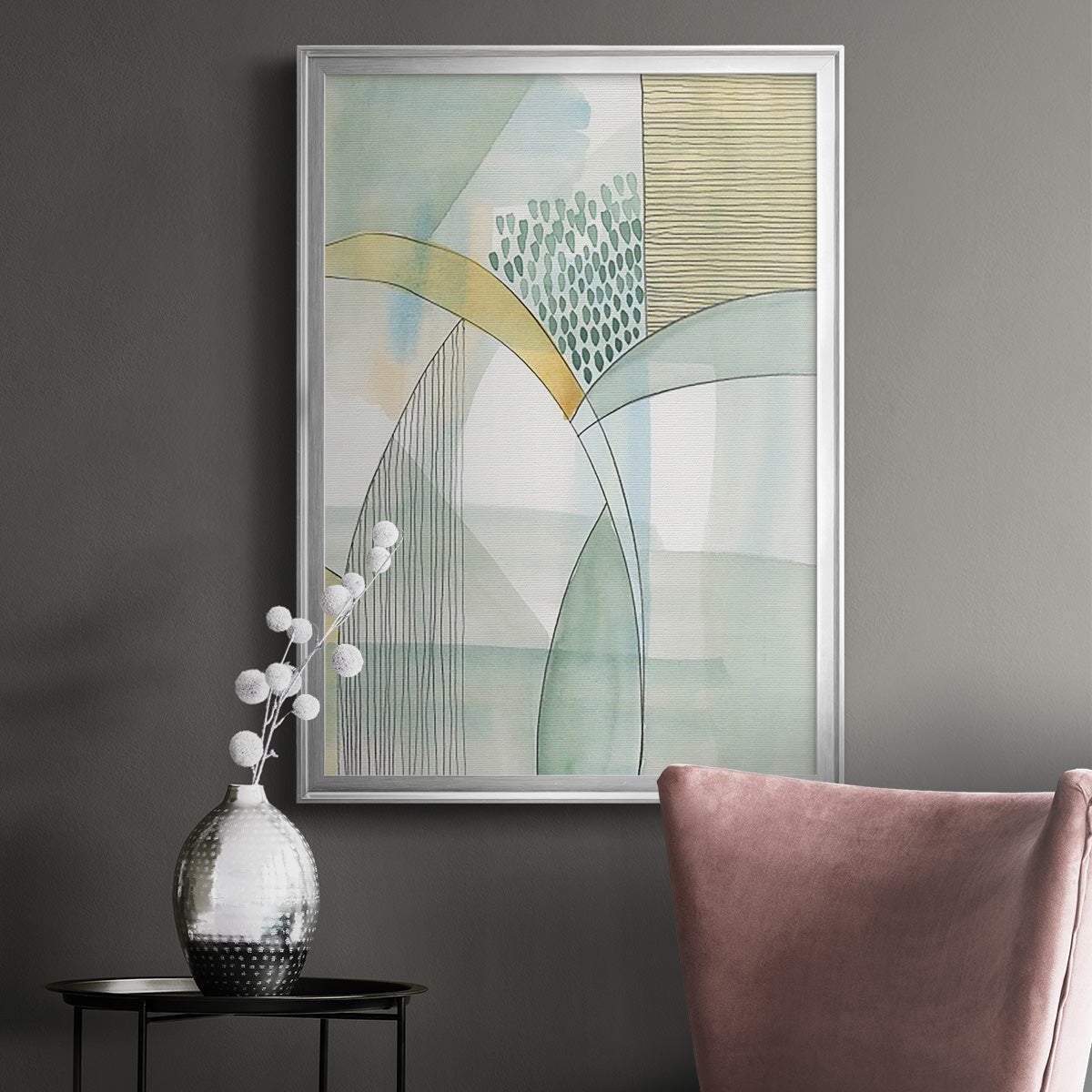 Mint Reflection I - Modern Framed Canvas Print