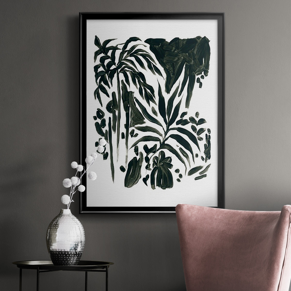 Ink Jungle II - Modern Framed Canvas Print