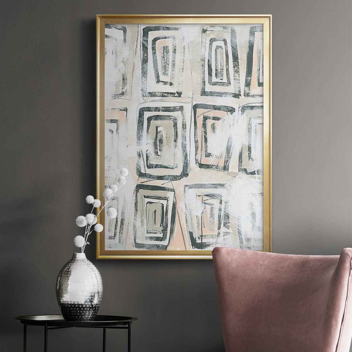 Sand Glyphs IV - Modern Framed Canvas Print
