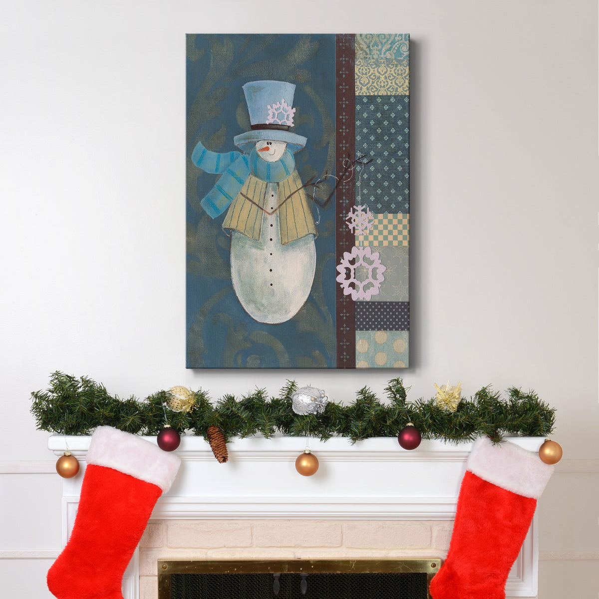 Snowman Patchwork III Premium Gallery Wrapped Canvas - Ready to Hang