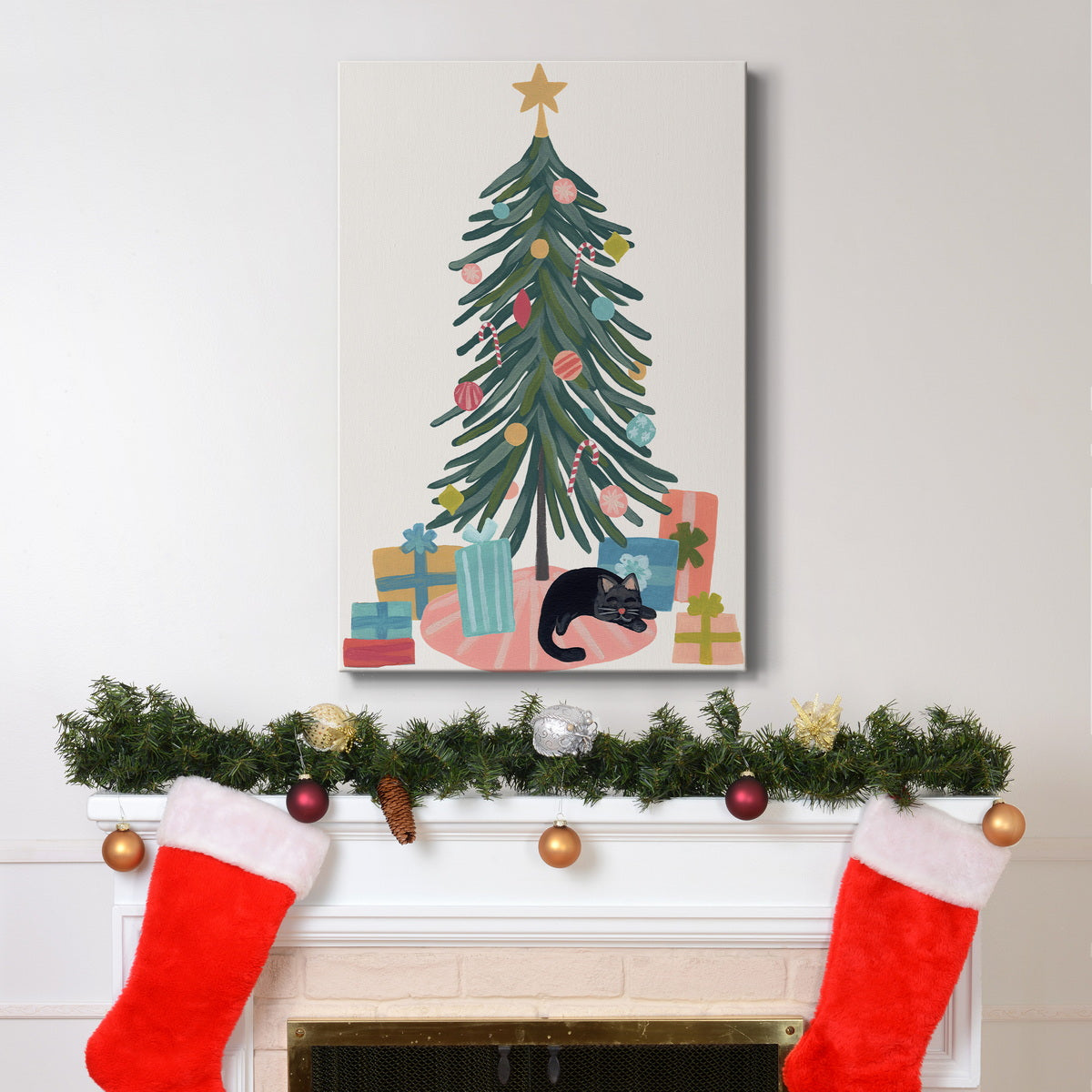 Retro Winter Celebration Collection B Premium Gallery Wrapped Canvas - Ready to Hang