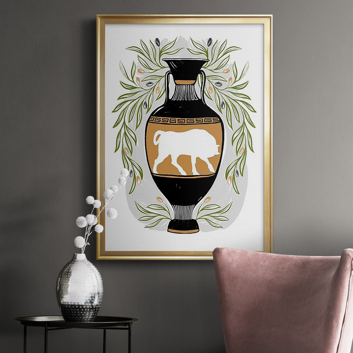 Greek Vases IV - Modern Framed Canvas Print
