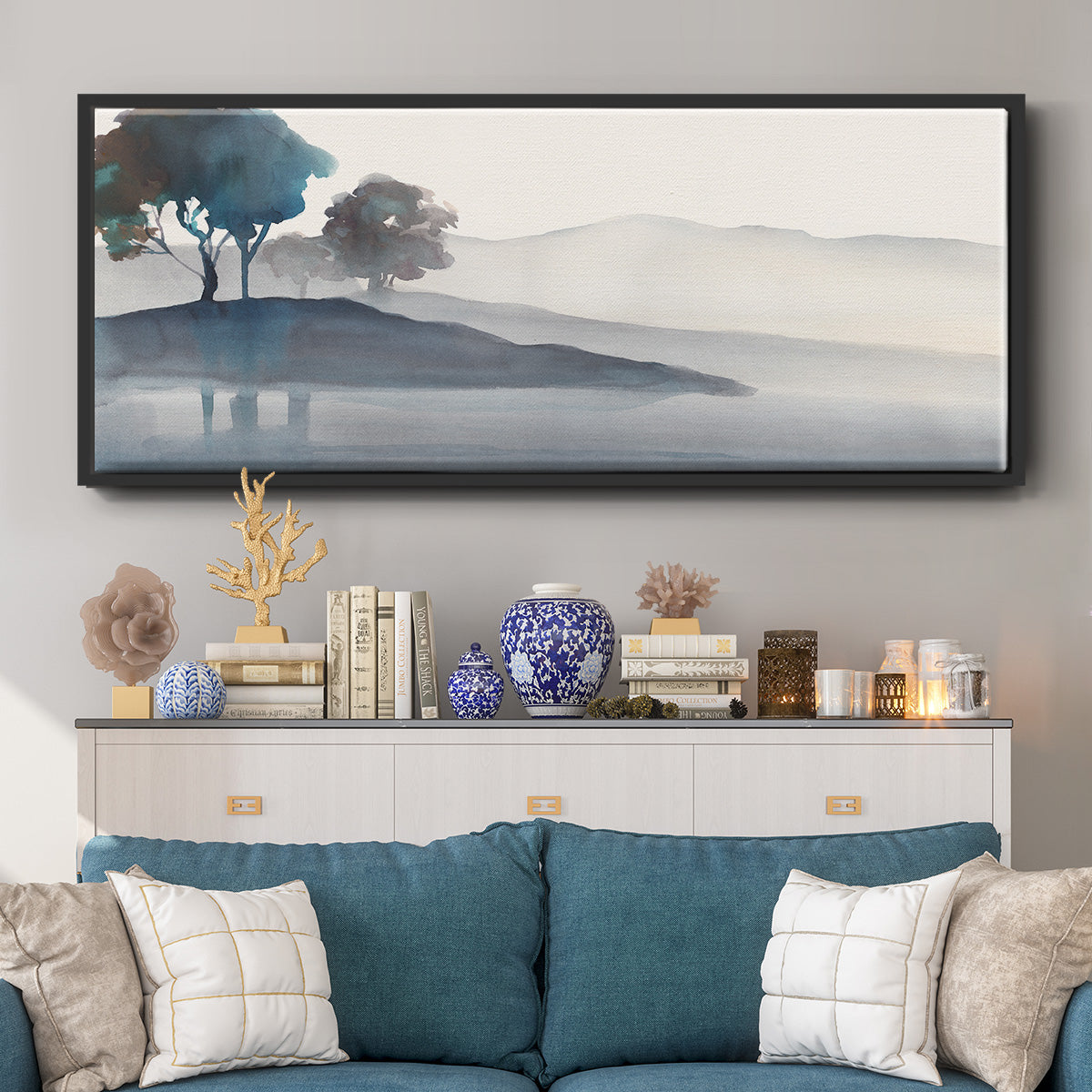 Serene Silhouette I - Floater Framed Canvas Print