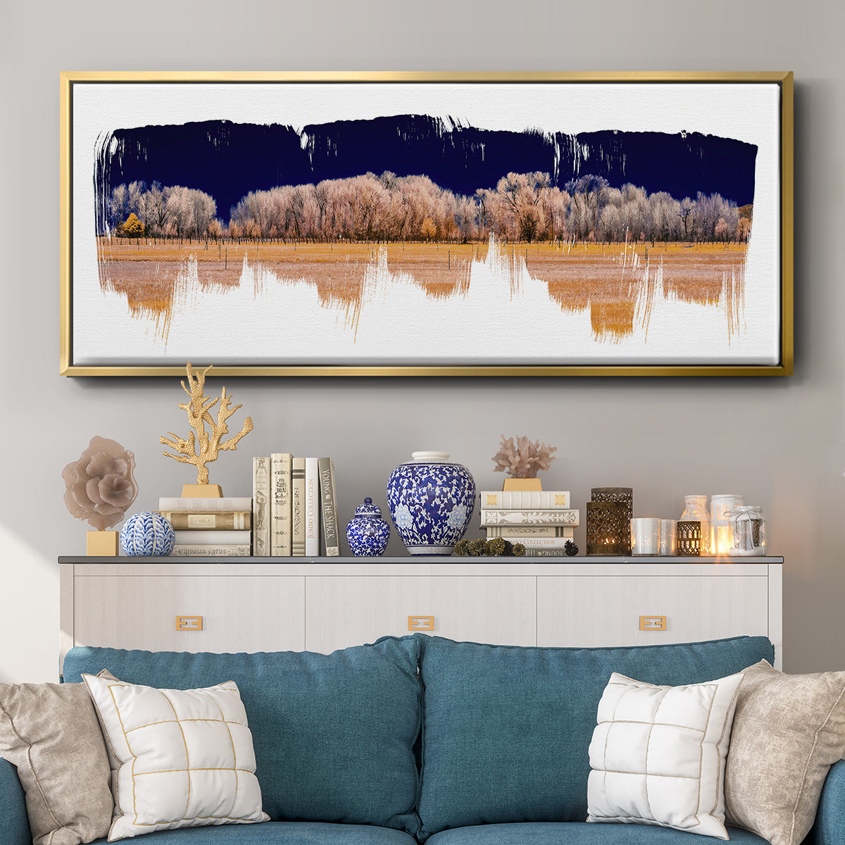 Treeline Panorama - Floater Framed Canvas Print