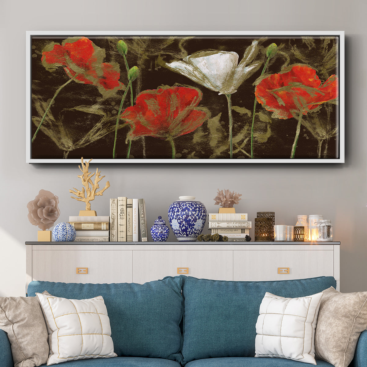 Golden Poppy - Floater Framed Canvas Print