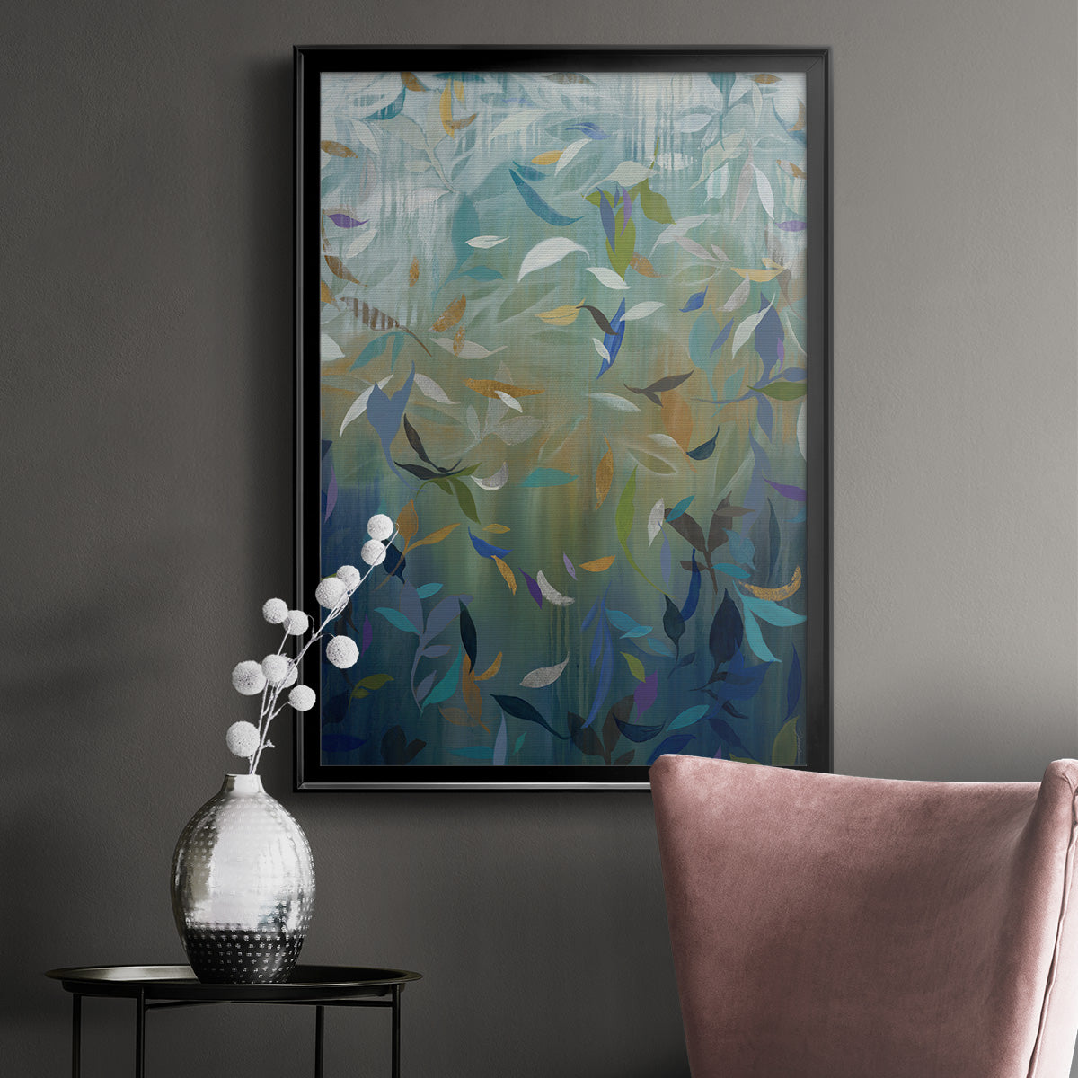 Falling Leaves - Modern Framed Canvas Print