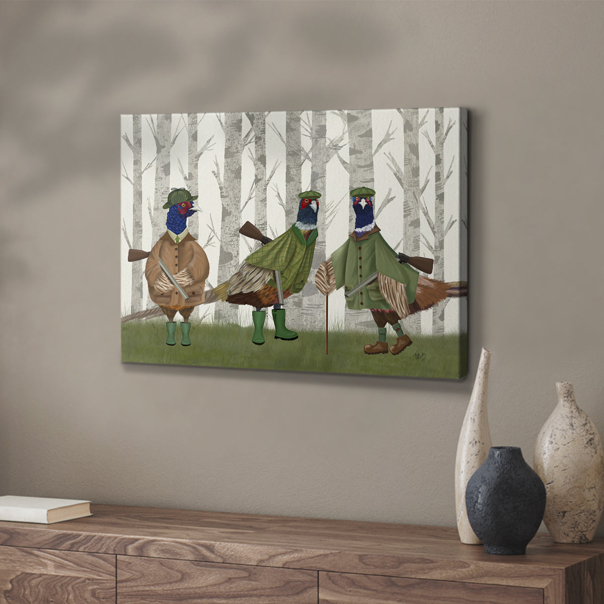 Pheasant Shooting Party Group 2 - Canvas Art Print