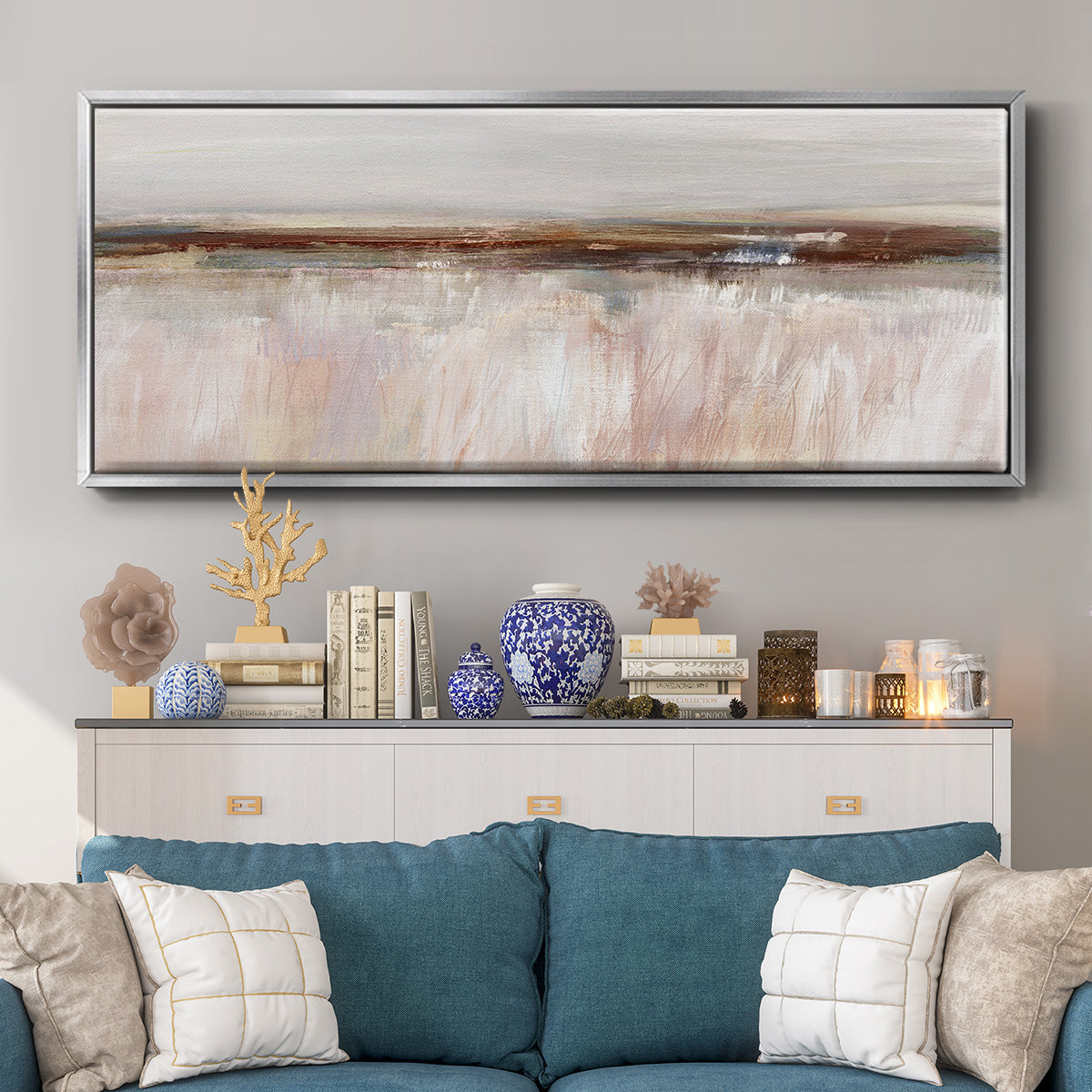 Guilded Field - Floater Framed Canvas Print