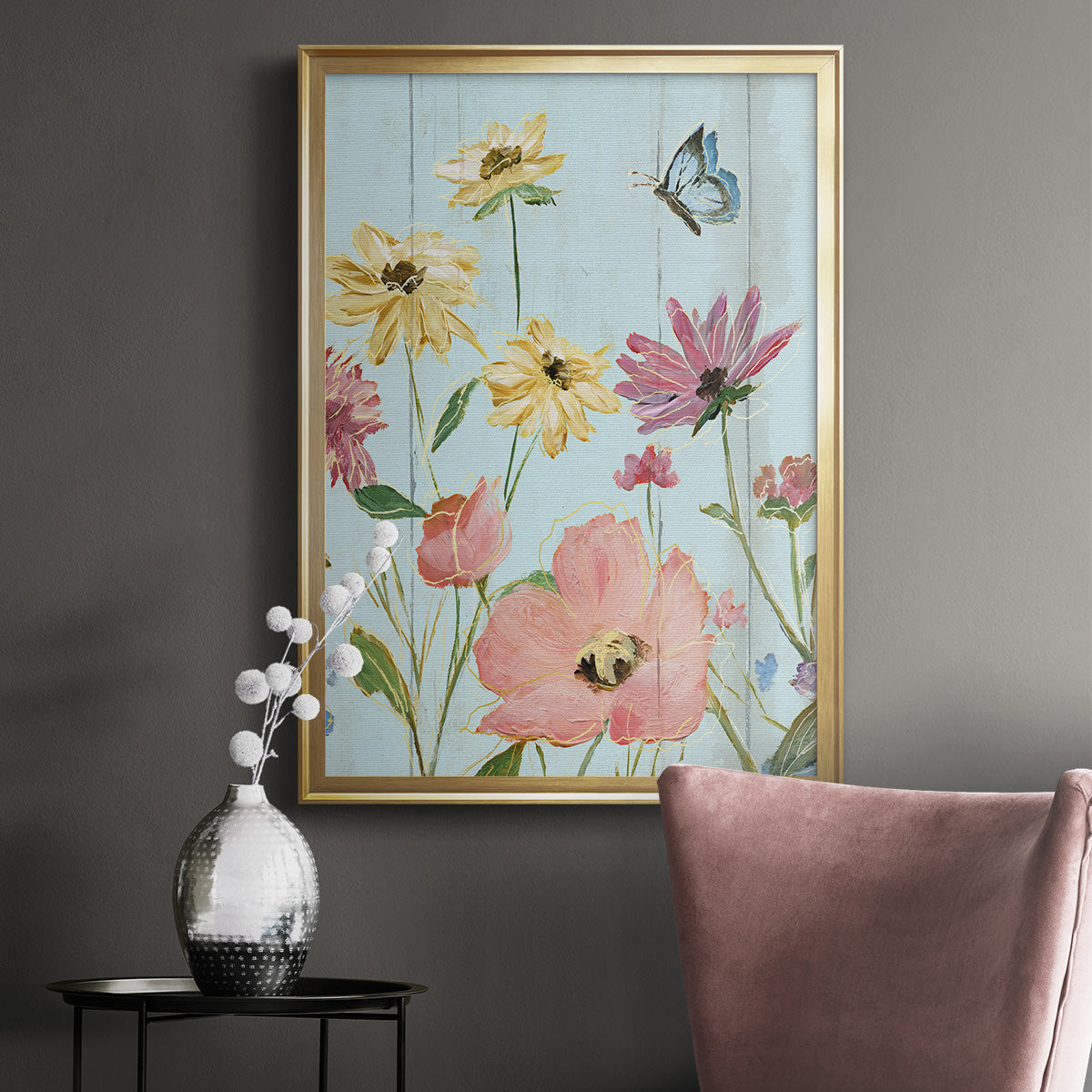 Wildflower Flutter II - Modern Framed Canvas Print