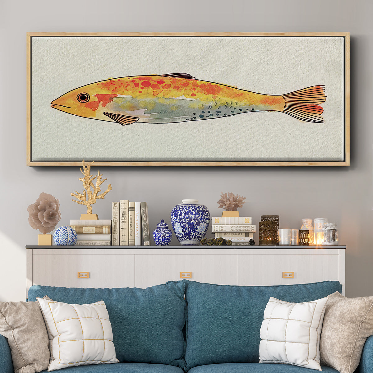 Fanciful Fish II - Floater Framed Canvas Print