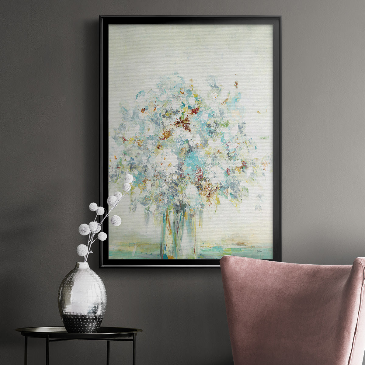 Textured Bouquet - Modern Framed Canvas Print