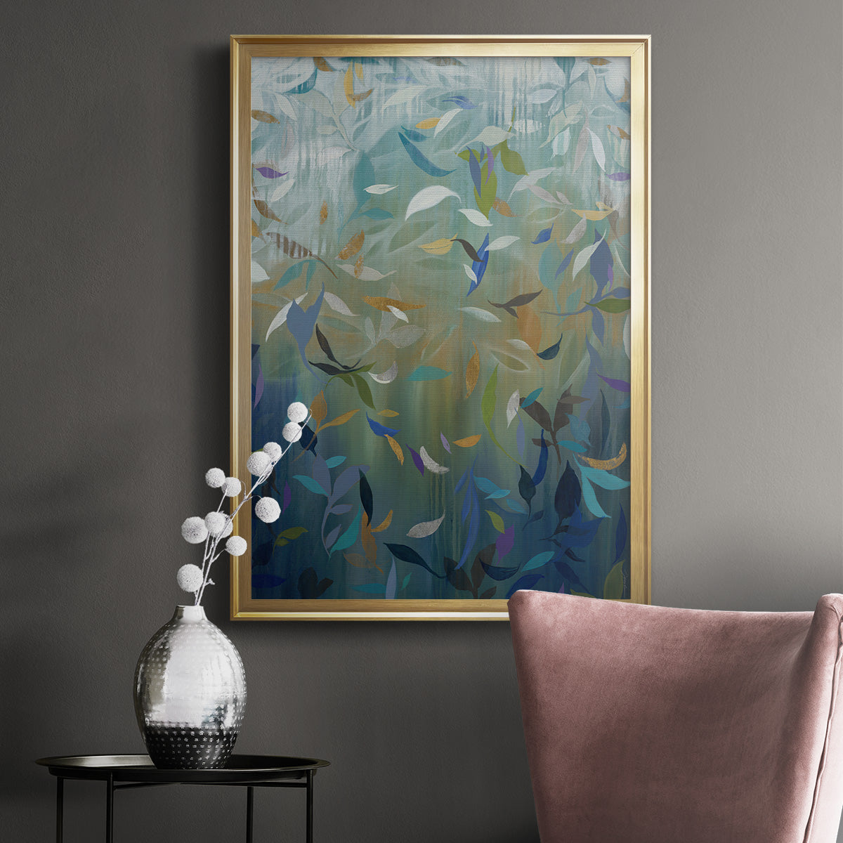 Falling Leaves - Modern Framed Canvas Print