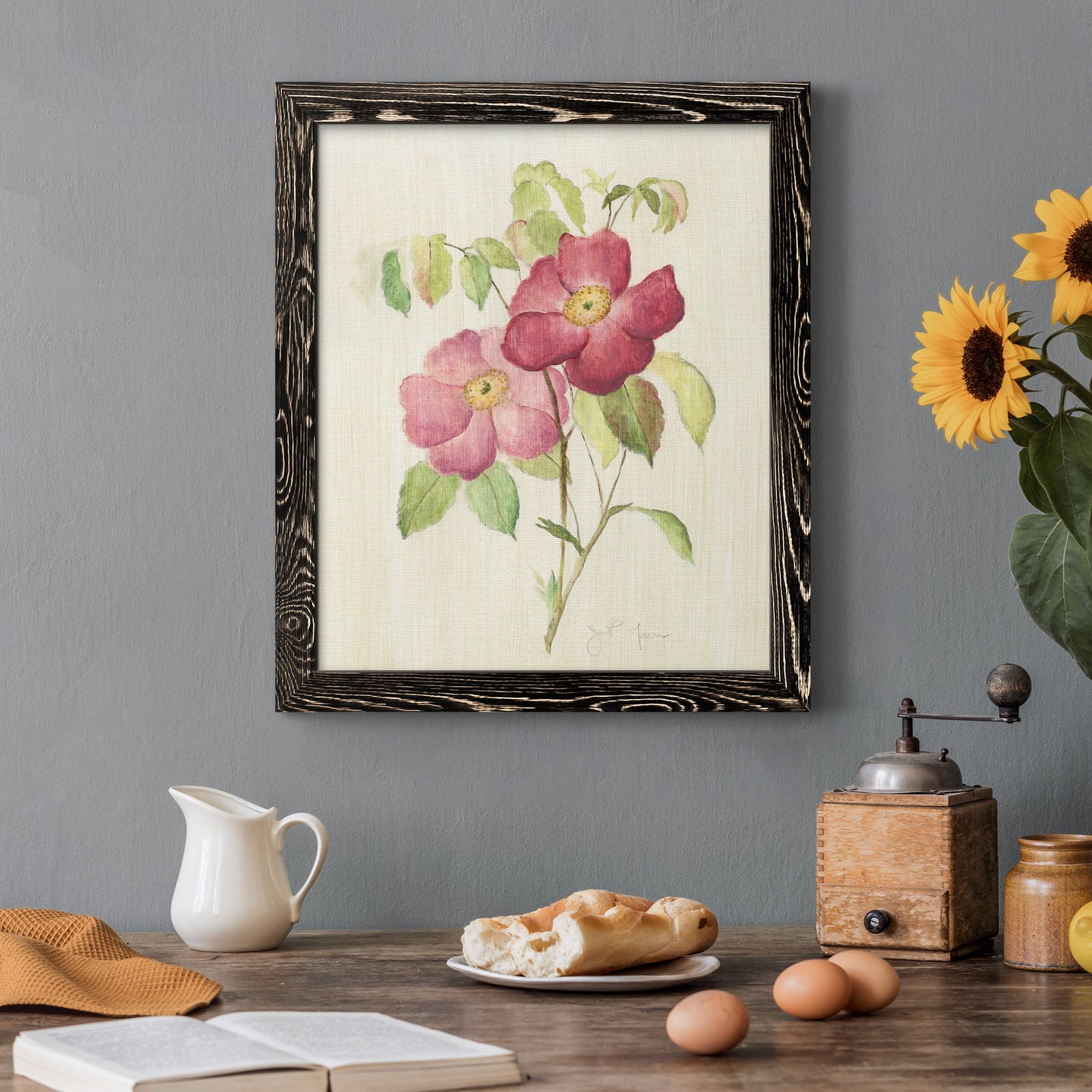 Dusty Rose II - Premium Canvas Framed in Barnwood - Ready to Hang