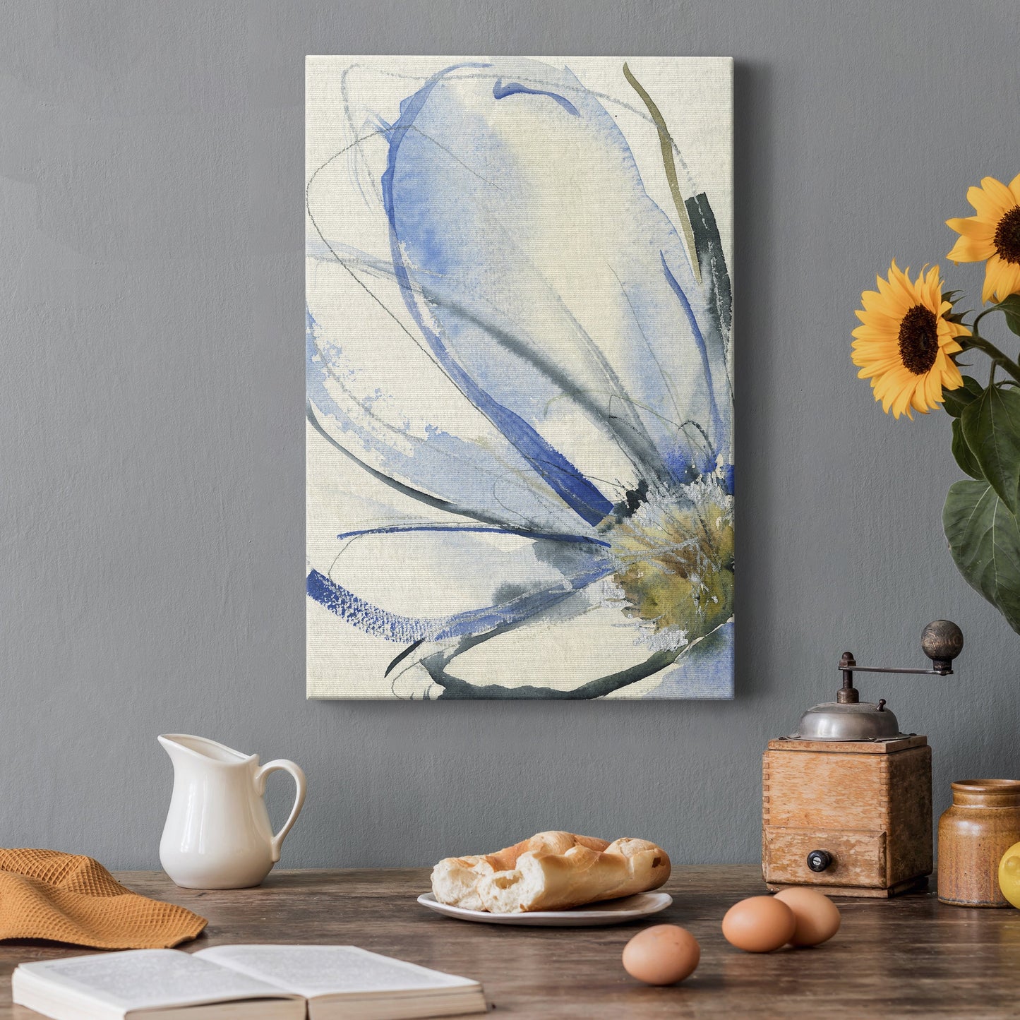 Cobalt & Paynes Petals I Premium Gallery Wrapped Canvas - Ready to Hang