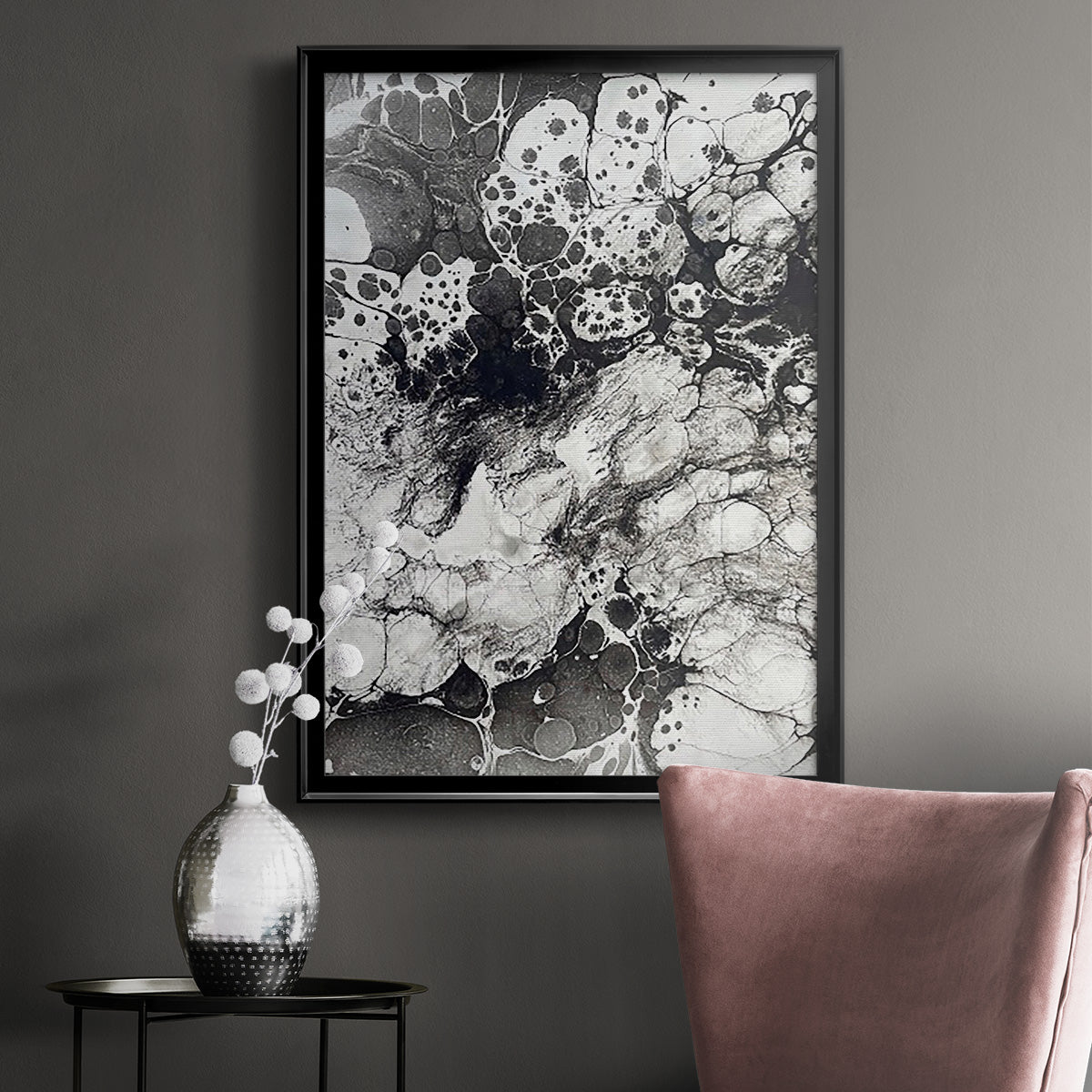 Marbling IX - Modern Framed Canvas Print