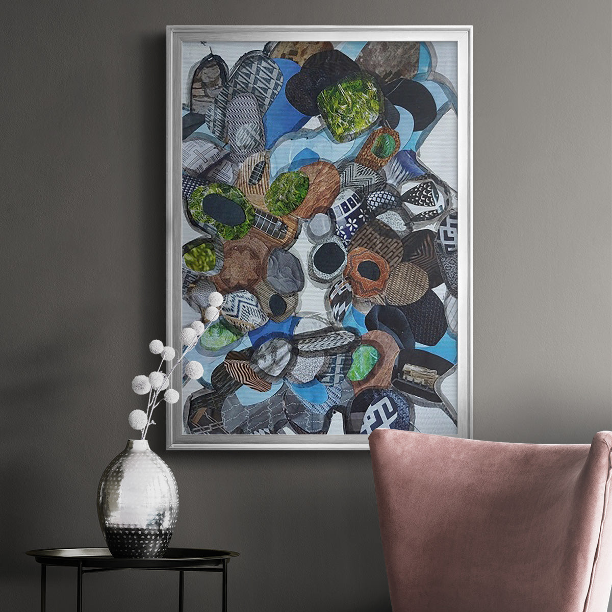 Catalina Island Blue Glass - Modern Framed Canvas Print