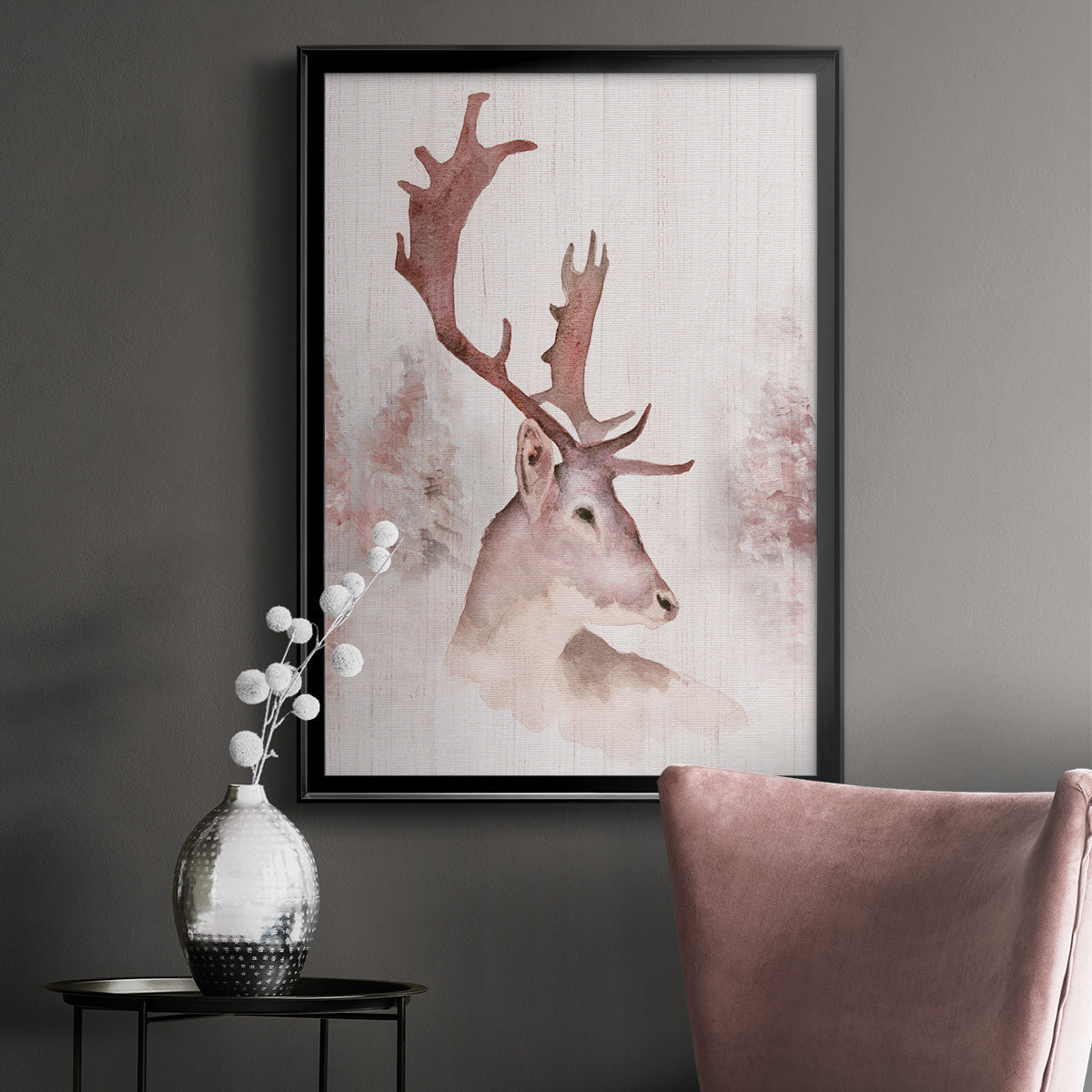 Blush Deer - Modern Framed Canvas Print