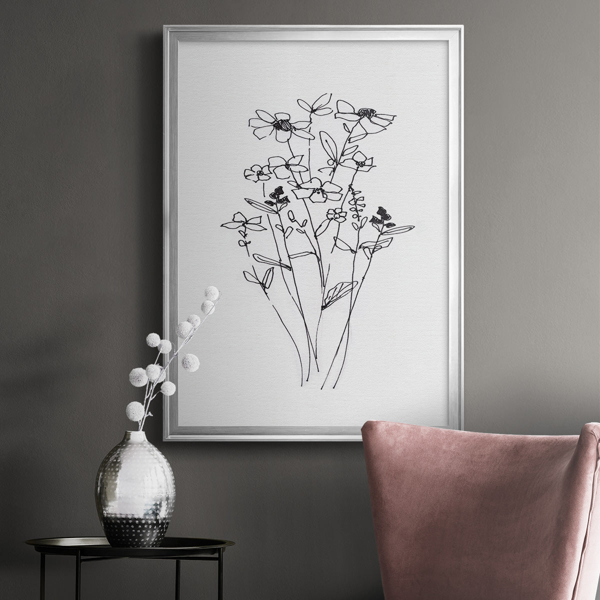 Farmhouse Plants I - Modern Framed Canvas Print