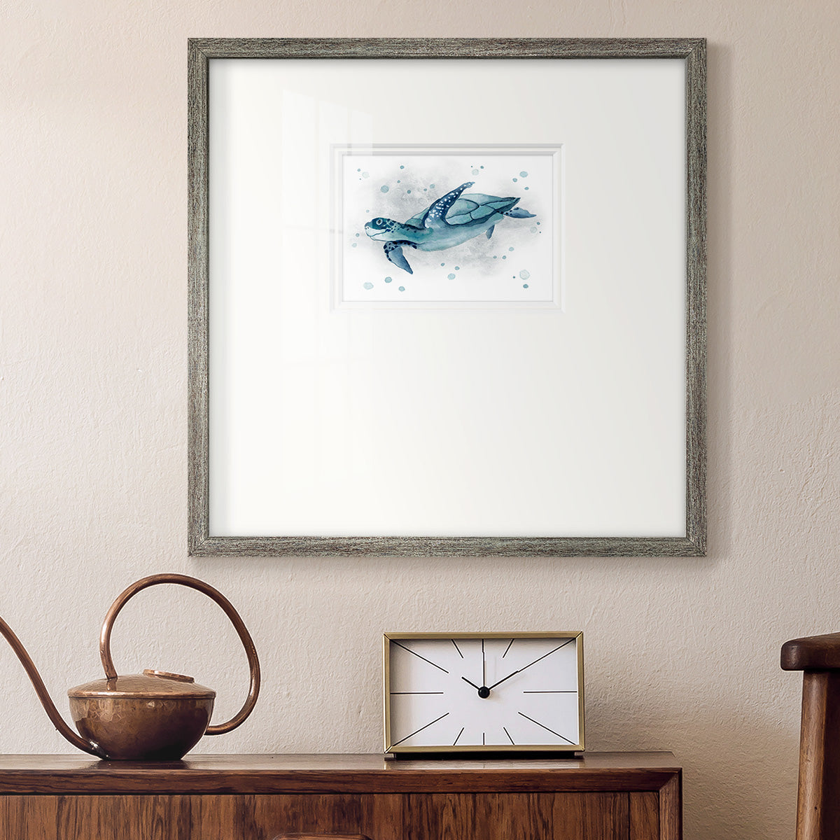 Blue Turtle II - Double Matboard Framed Print
