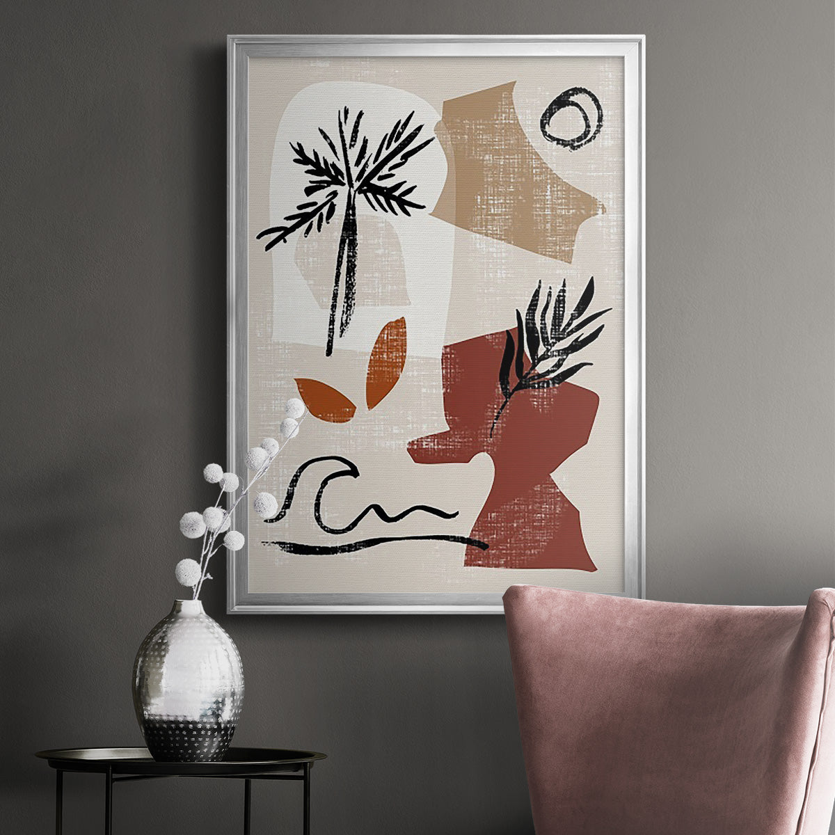 Soft Palms III - Modern Framed Canvas Print