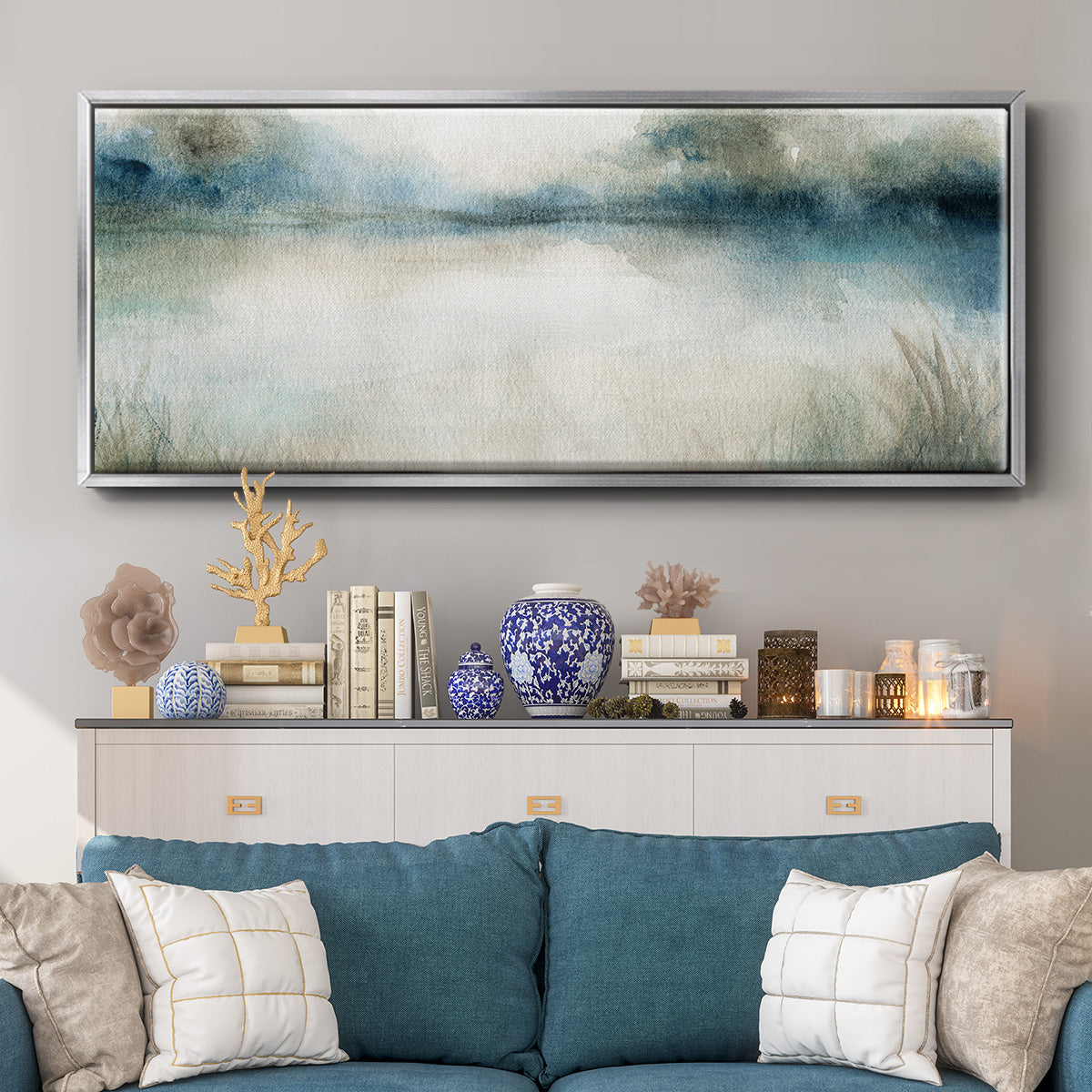 Still Evening Waters I - Floater Framed Canvas Print