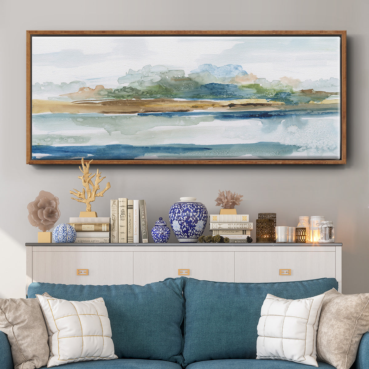 Blue Solace - Floater Framed Canvas Print