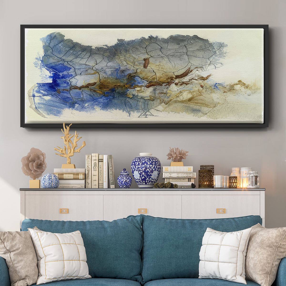 Golden Cleft I  - Floater Framed Canvas Print