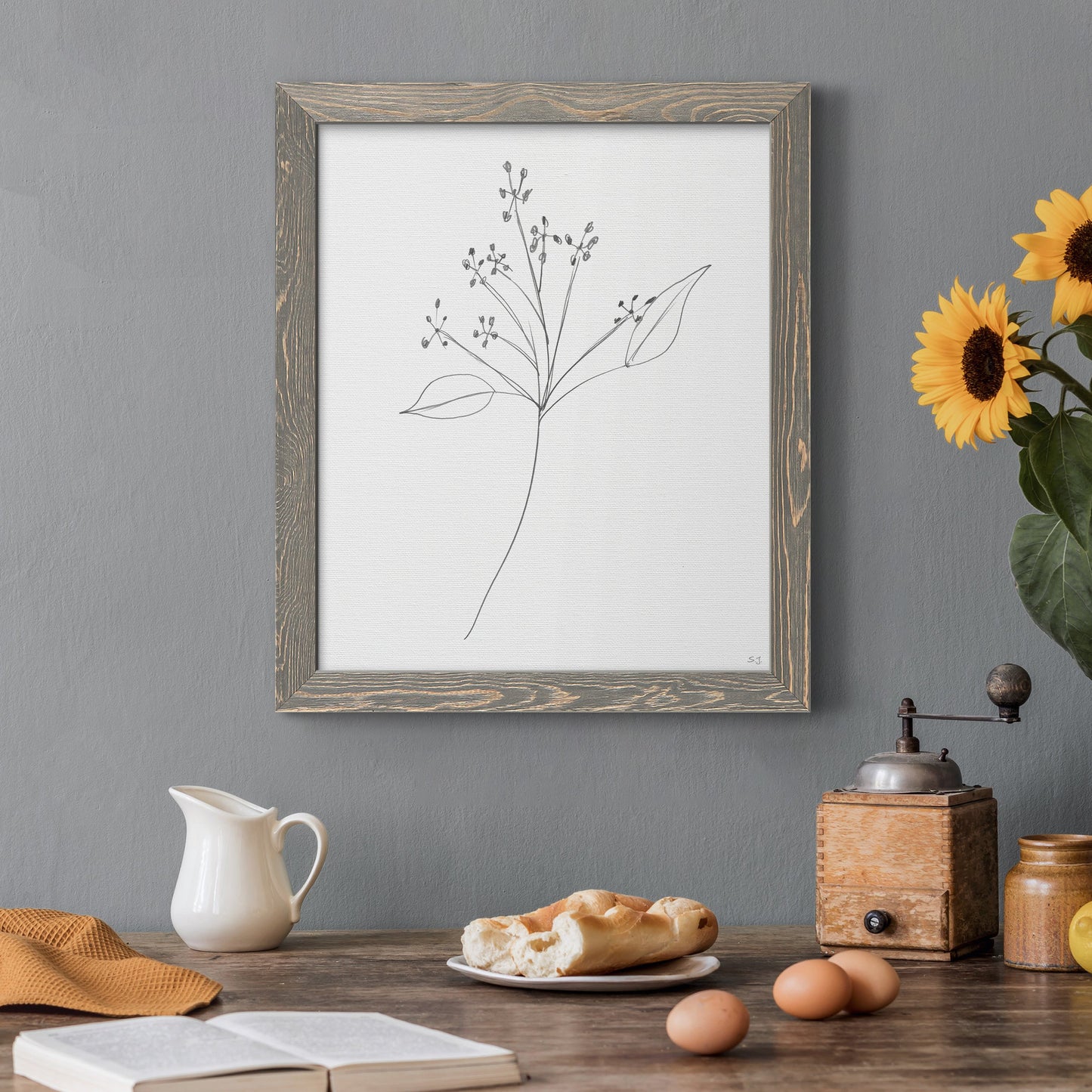 Botanical Gesture V - Premium Canvas Framed in Barnwood - Ready to Hang