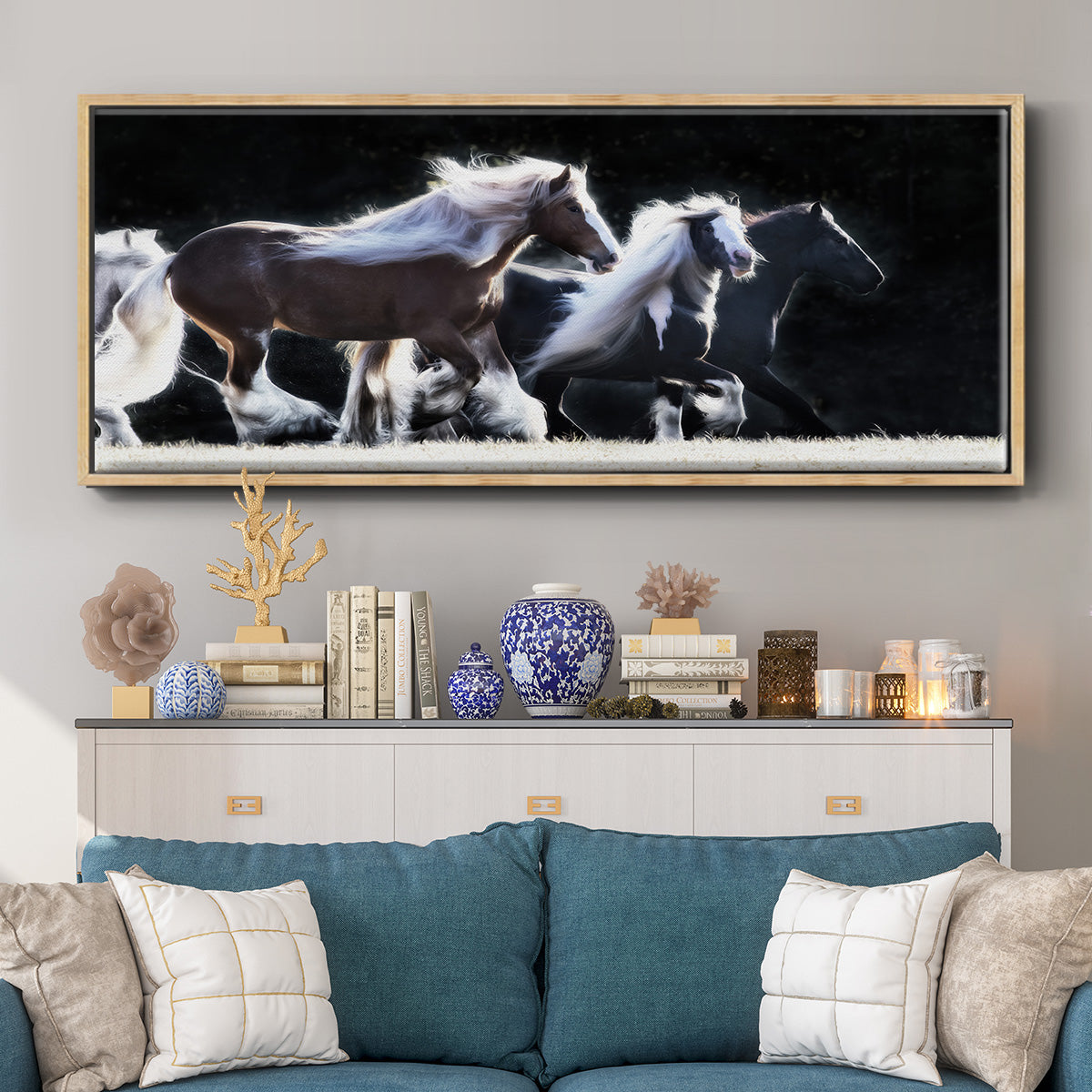 Horse Motion X - Floater Framed Canvas Print