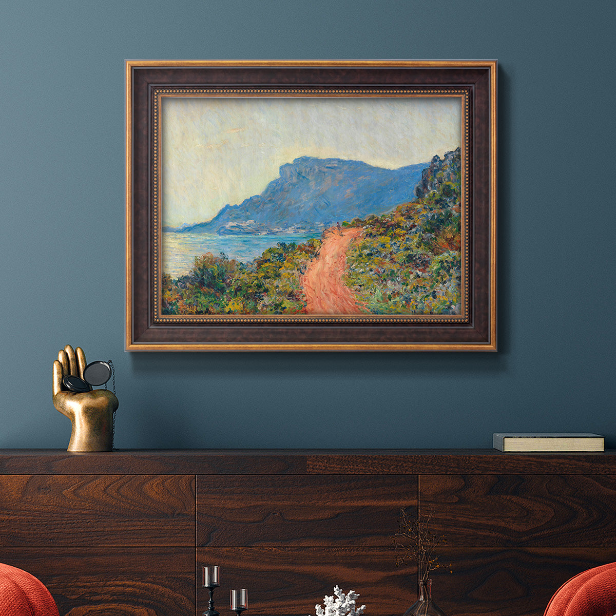 Affiche La Corniche près de Monaco Peinture - Ornate Framed Canvas Print