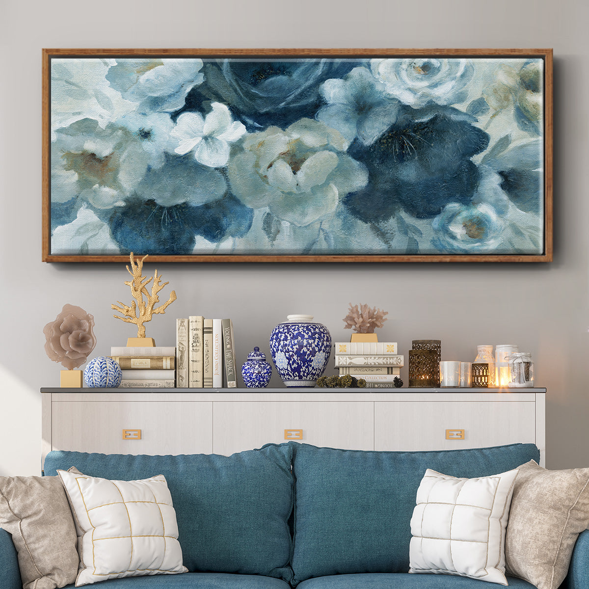 Blue on Blue - Floater Framed Canvas Print