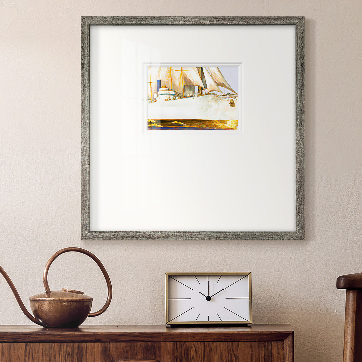 Golden Steam Ship II Premium Framed Print Double Matboard