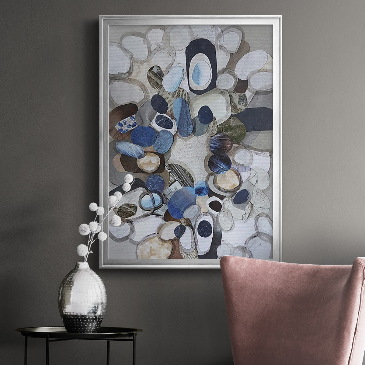 Santa Cruz Beach Stones - Modern Framed Canvas Print