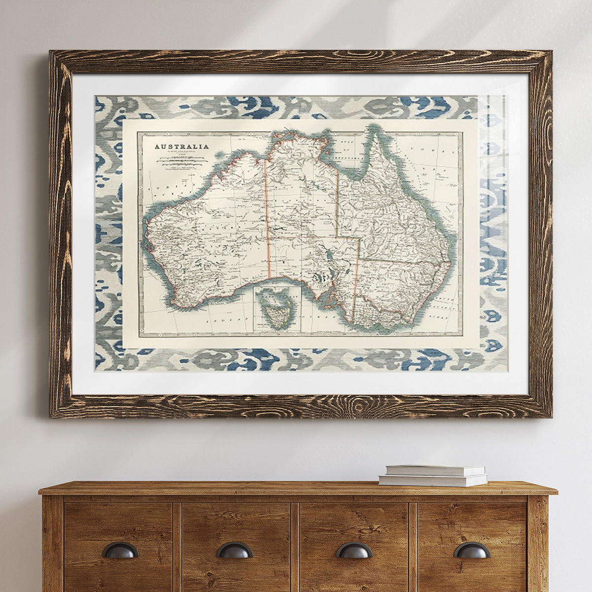 Bordered Map of Australia-Premium Framed Print - Ready to Hang