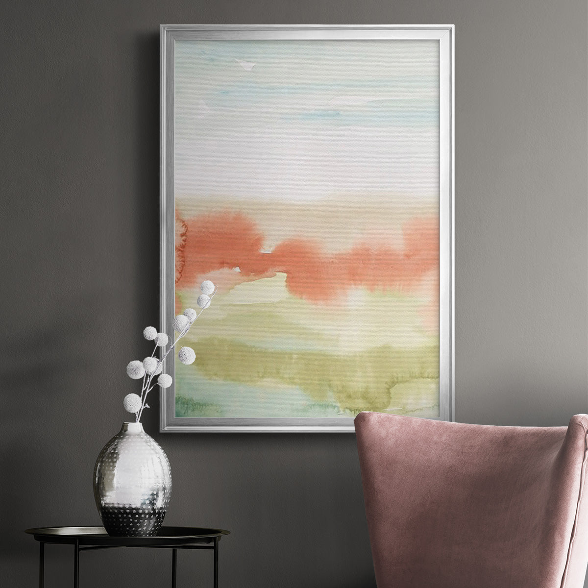 Blushing Sunrise I - Modern Framed Canvas Print