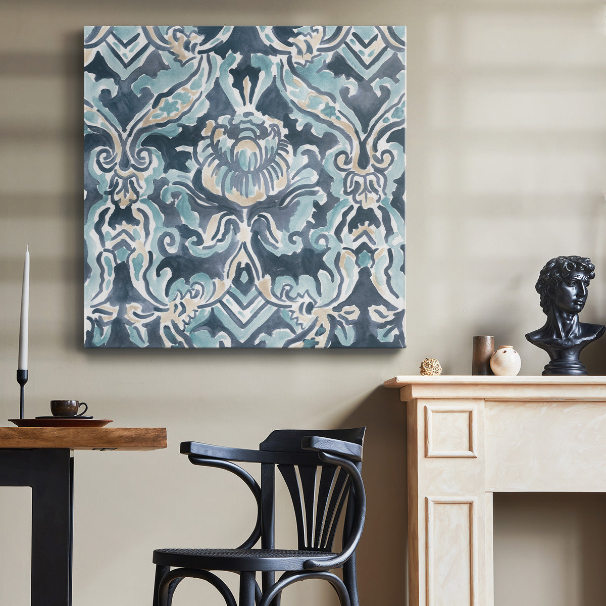 Blue & Khaki Motif IV - Canvas Art Print