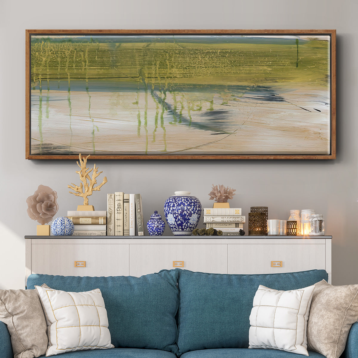 Aquatic Reflections I - Floater Framed Canvas Print