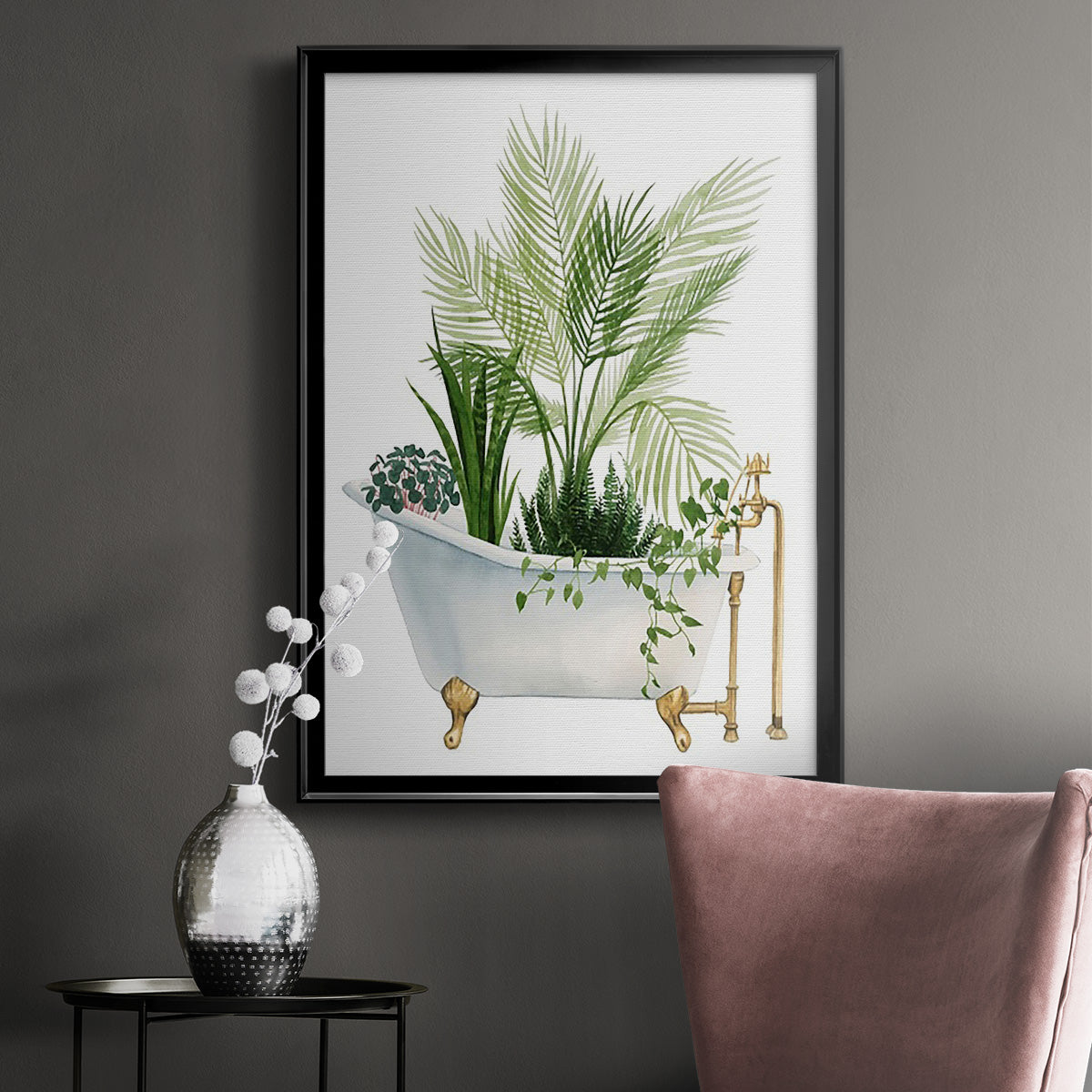 Plant Bath I - Modern Framed Canvas Print