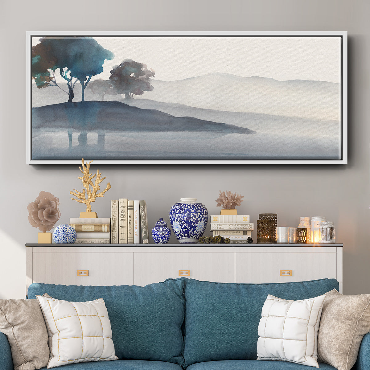 Serene Silhouette I - Floater Framed Canvas Print