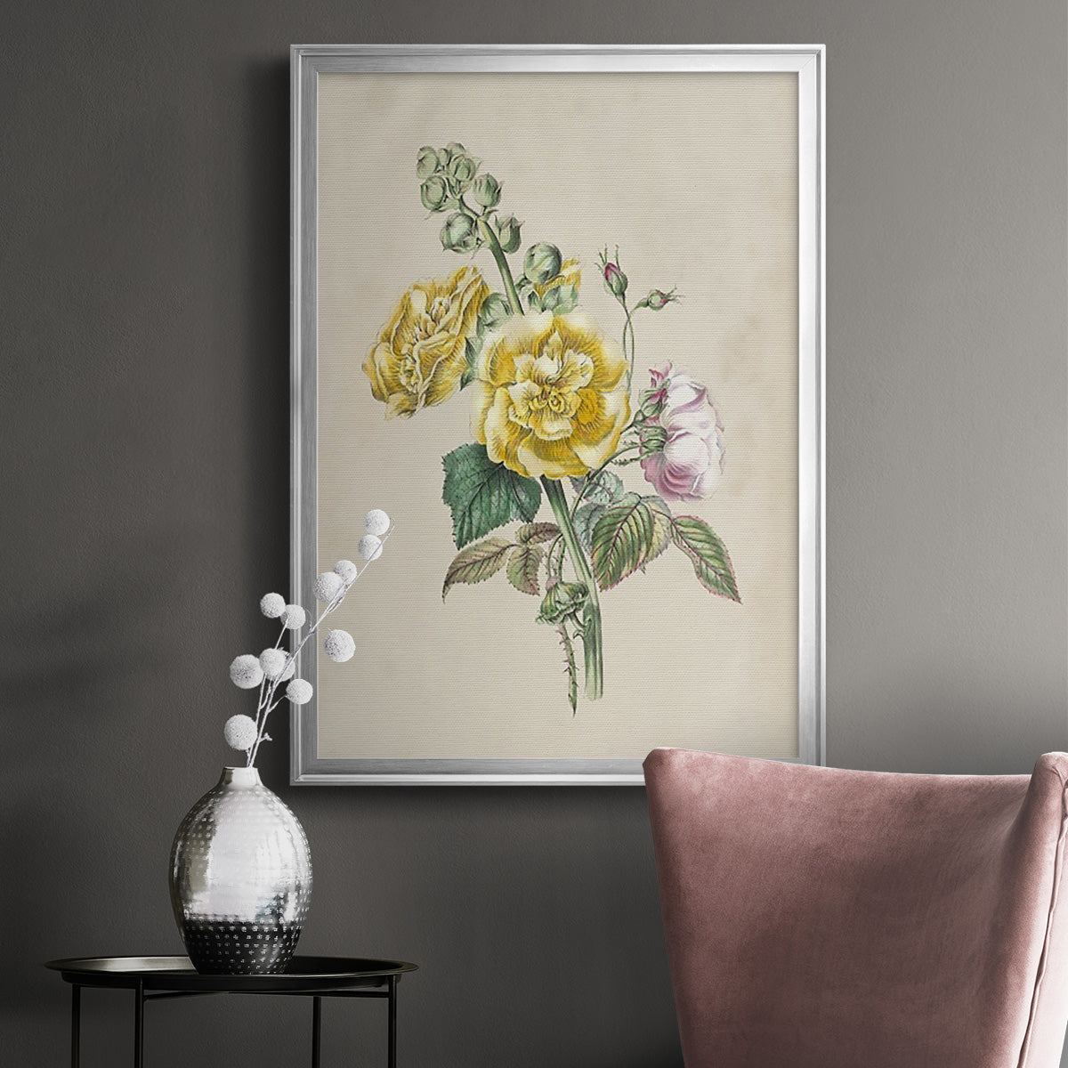 Antique Garden Bouquet II - Modern Framed Canvas Print