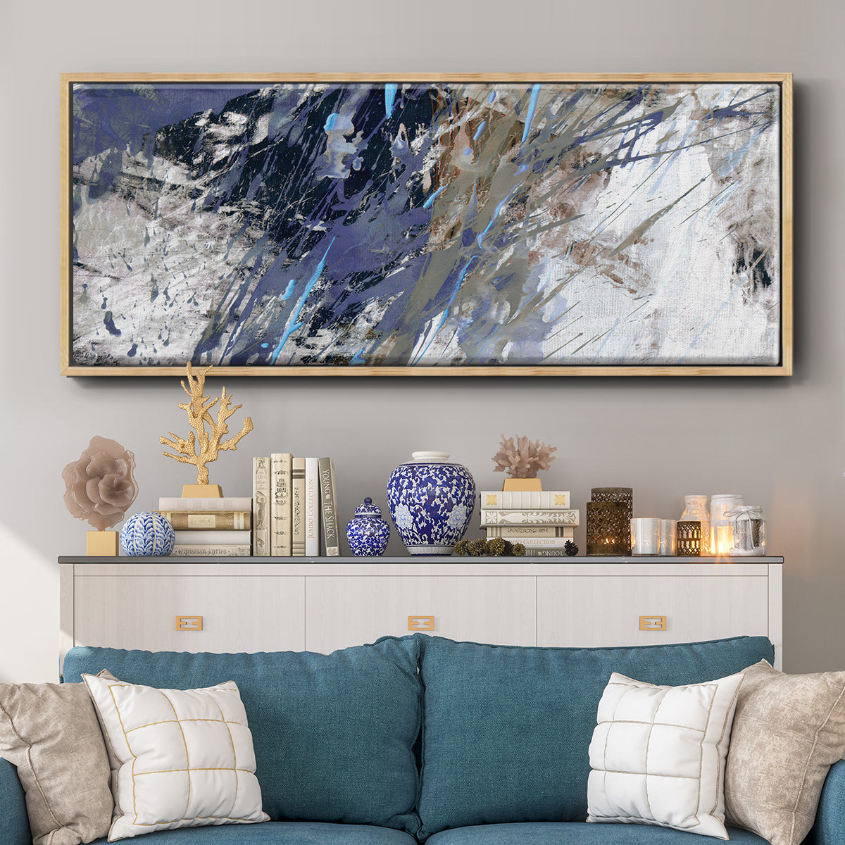 Blue Noise I - Floater Framed Canvas Print