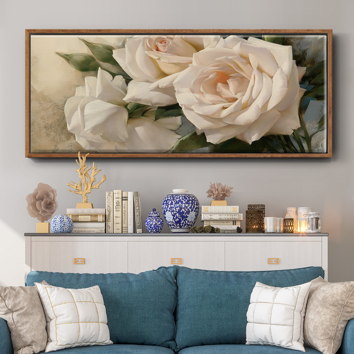 La Roseraie II - Floater Framed Canvas Print
