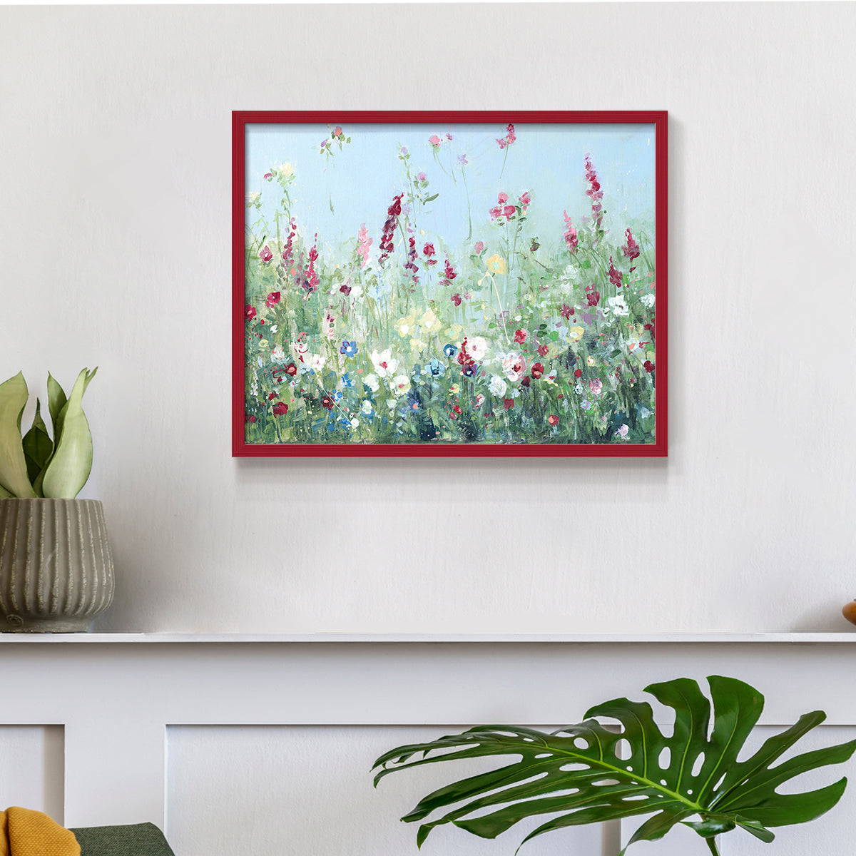 44433,wildflower,painting,landscape,meadow,flowers,nature,floral,tranquility,blue sky,colorful blooms,spring,artwork,garden,close-up,day scene,brush strokes,natural beauty,environment,botanical,flora,creative,serene,beauty,home decor,contemporary,visual art,scenic,summer,color palette,vivid,natural light,scenic view,inspiration,art gallery,elegant,Re-stickable,Plants & Flowers