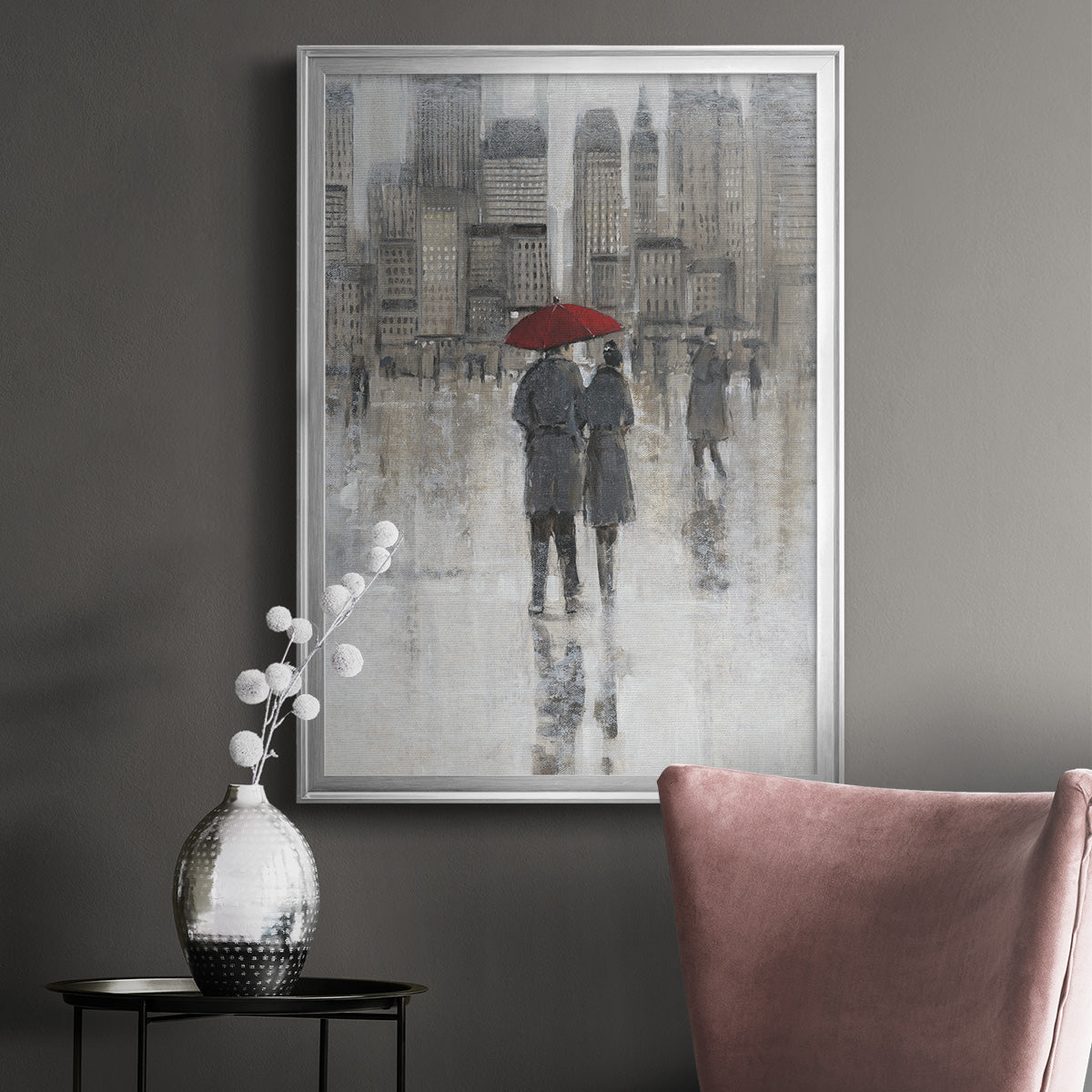 Rain in The City I - Modern Framed Canvas Print