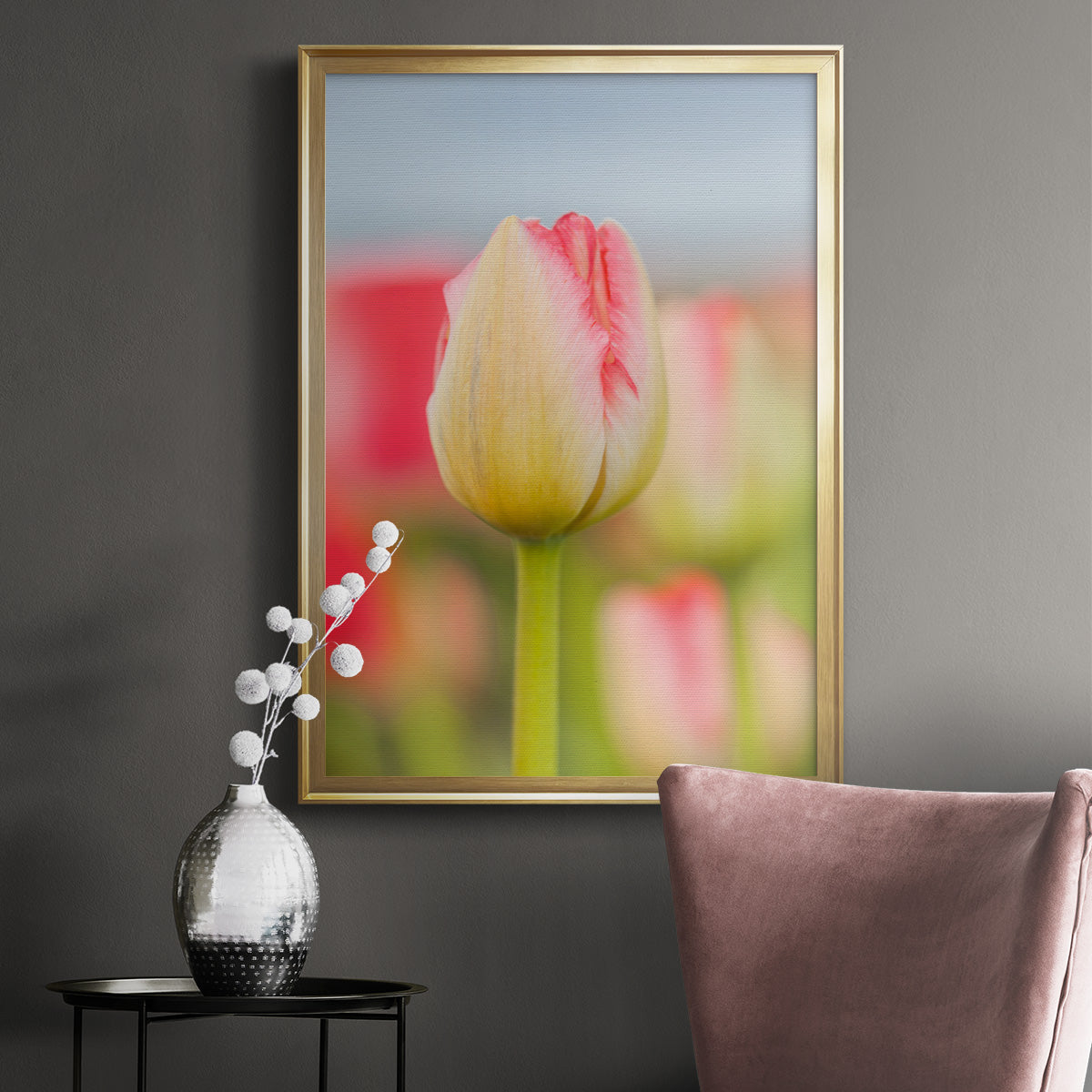 Twotone Tulip - Modern Framed Canvas Print