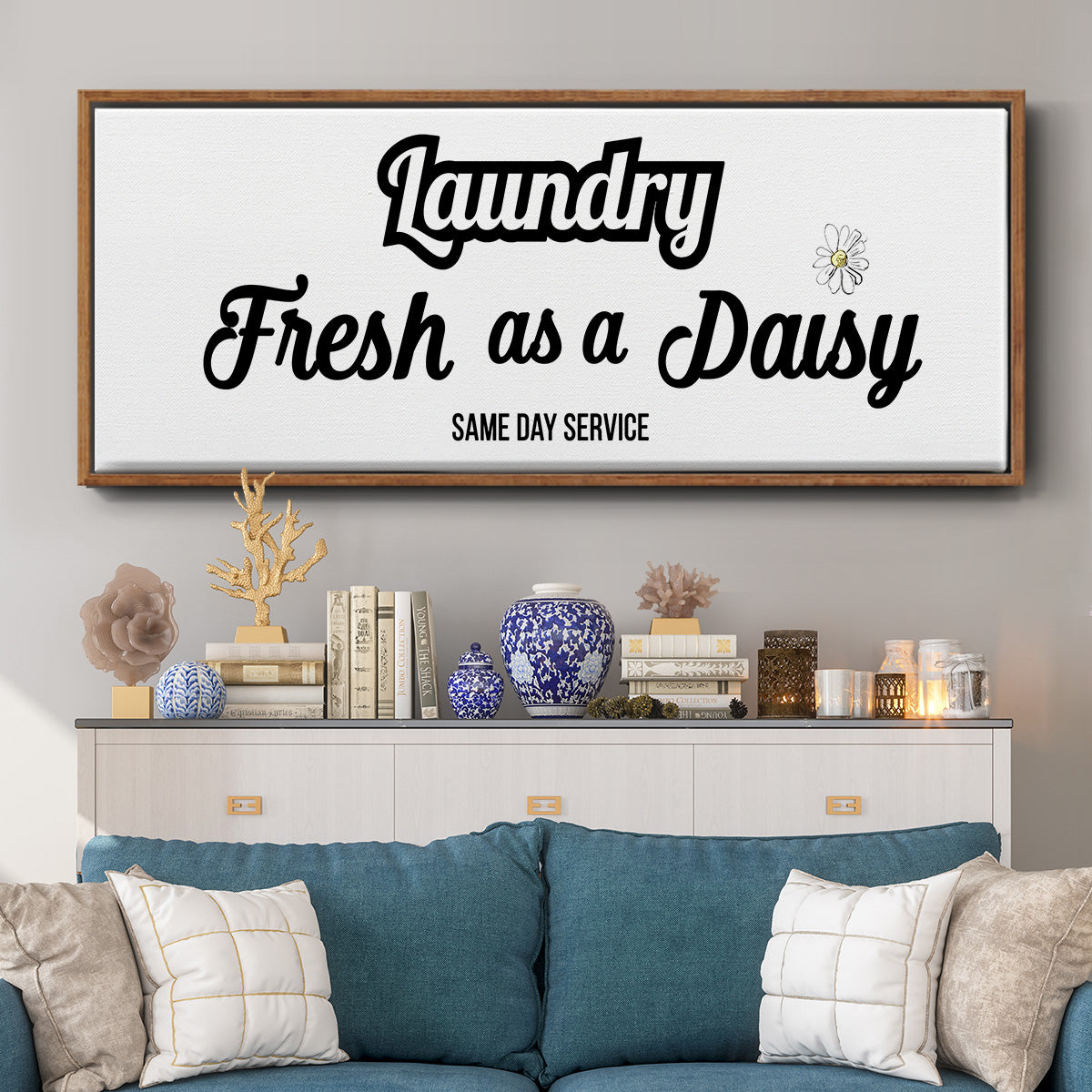 Daisy Laundry - Floater Framed Canvas Print