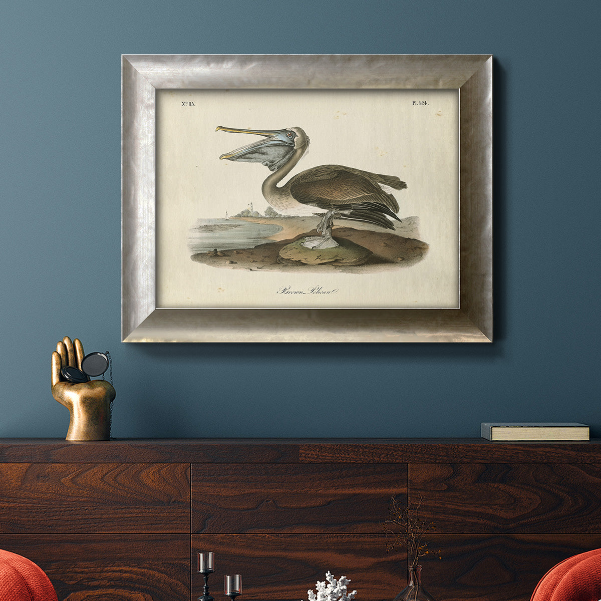 Audubons Brown Pelican - Ornate Framed Canvas Print